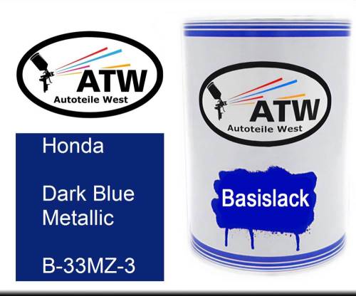 Honda, Dark Blue Metallic, B-33MZ-3: 500ml Lackdose, von ATW Autoteile West.